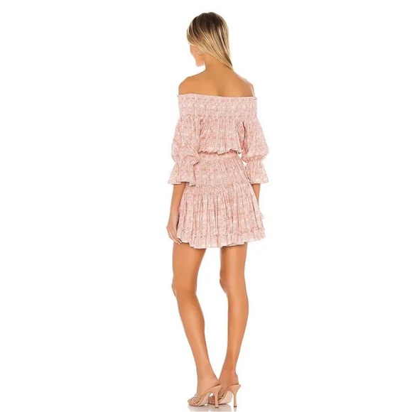 NWOT NEW MISA Off-Shoulder Mini Boho Cinched Cottagecore Sundress Sleeves S - Picture 11 of 13